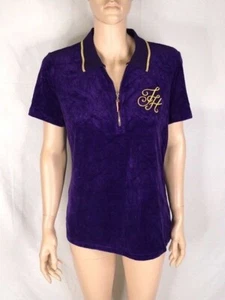 Tommy Hilfiger Poloshirt Damen neu mit Etikett Samt bestickt Logo Größe M - Bild 1 von 5