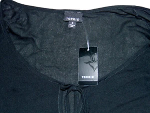 Torrid Mujer Top Manga Larga Top Talla 3 Negro Transparente Sólido Corbata Frontal Bebé Muñeca - Imagen 1 de 12