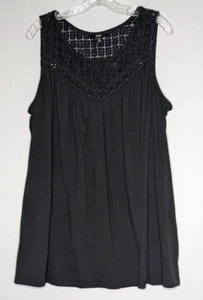 Ellos schwarzes Tanktop A-Linie Strick und Häkelspitze Größe 1X 22/24 - Bild 1 von 7