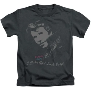Happy Days Boys T-Shirt Cool Fonz Charcoal Tee - Picture 1 of 1