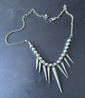 Really unique Silver (Colored) Spike Necklace-18" Long Tip to Tip