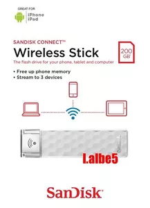SanDisk 200GB 200G CONNECT Wireless Stick WIFI USB Stift Drive für iPhone Android - Bild 1 von 2