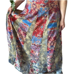 Anthropologie Hemant Nandita Damen Gr. XL Blumenmuster durchsichtig gefüttert Maxirock Neu mit Etikett - Bild 1 von 6