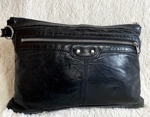 Balenciaga Classic Clip Clutch Bag Leather Vintage Black Used Excellent+ Japan - Picture 1 of 9