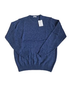 Dan John Men's Knitted Crew Neck Pullover Jumper Navy Marl IT XL/UK L RRP£50 - Imagen 1 de 9