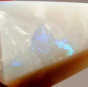 Großer milchiger Opal mit lebendigem Feuer Coober Pedy Australien poliert 46,85ct 24mm - Bild 1 von 15