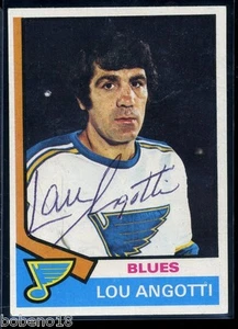Tarjeta de hockey Topps firmada autografiada por Lou Angotti 1974-75 #62 azul - Imagen 1 de 1
