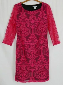 H&M Womens Pink Lace Geometric Shift Party Dress SMALL - Picture 1 of 5