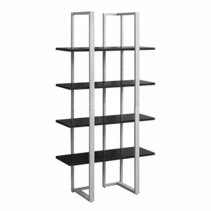 Monarch 4 Shelf Metal Bookcase in Cappuccino and Silver - Picture 1 of 3
