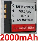 Batterie 2000mAh type NP-130 NP-130A Pour CASIO Exilim EX-H30BK, EX-ZR1000