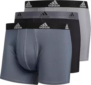 NIB Adidas Men's Performance Boxer Brief TRUNK Underwear (3 Pack), BLACK/GREY - Picture 1 of 4