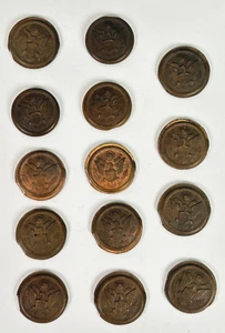 (14) Vintage Tiffany & Co. 1. Weltkrieg Bronze unbenutzt Armee Knöpfe - Bild 1 von 12