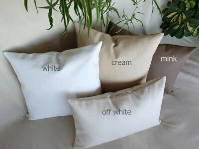 white,cream,mink faux leather pillow cover-back side same faux leather -1QTY - Image 1 of 4