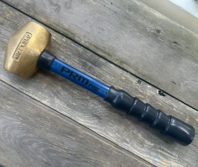 PRM Pro 4 lb Brass Head Hammer KY401004 Made In USA 12" Fiberglass Handle - Image 1 of 4