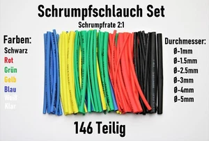 Schrumpfschlauch Set Sortiment Isolierschlauch 146 Teilig bunt lose 2:1 - Bild 1 von 5