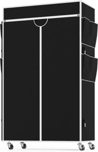 New 80" Portable Closet Wardrobe Clothes Rack Storage Organizer with Wheel/Cover - Picture 1 of 8