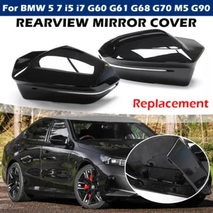 For 2023+ BMW 5 7 Series G60 G61 G68 G90 Gloss Black Rearview Mirror Cover Caps - Picture 1 of 21