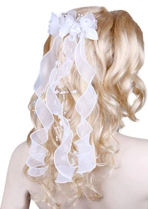 Mädchen Kommunion Kopfbedeckung / Braut Hochzeit Schleife Schleier,Perlen & - Bild 1 von 3