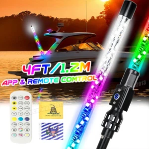 Led Whip Boat Stern light RGB 4ft Nav LIGHT SHOW 2NM w/ Remote APP for ATV UTV - Picture 1 of 15