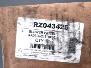 Reznor RZ043425 Blower Wheel, 3.81" Diameter, 1/4" Bore, Clockwise - Picture 1 of 1