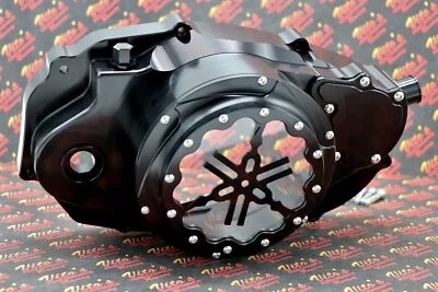 Billet aluminum Yamaha Banshee lock up CLUTCH COVER clear window BLACK + LOGO - Image 1 of 4