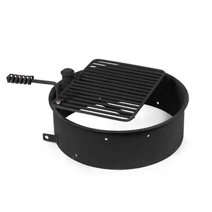 Ash & Ember 24" Steel Fire Pit Ring with 15.5" x 19.5" Swivel Cooking Grate - Picture 1 of 6