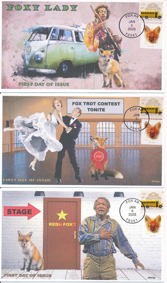 JVC CACHETS -2023 RED FOX ISSUE FIRST DAY COVERS FDC  L.E. OF 20 EACH SET OF 3 - Image 1 of 4