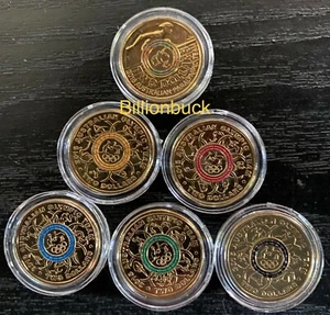 Australian $2 coin collection 2016 Olympic Rio Colour 6 UNC Coins Set Capsule - Foto 1 di 3