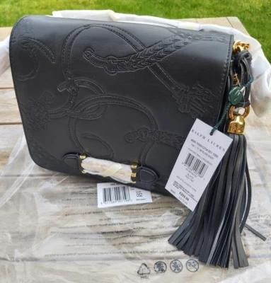 Genuine New RALPH LAUREN Black Pickford CROSSBODY Embossed LEATHER BAG & TASSLE - Image 1 of 4