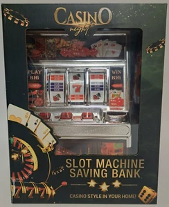 Casino Night Slot Machine Coin Savings Bank Brand New Flashing Lights 12" Tall - Picture 1 of 6