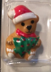 DILL BUTTONS | NOS | Teddy Bear Santa Xmas #1675 1 1/8" 28mm | 1 Pack | crafts - Picture 1 of 4