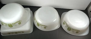 4 Glasbake Green Daisy Casserole Backing Dishes j2428 j2600 j514 - Picture 1 of 3