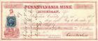 Sam Hill Signed Pennsylvania Mine - 1864 Dated Revenue Check - Kewenaw County, M
