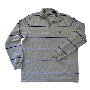 Chaps Gray Purple Striped 1/4 Zip Long Sleeve Pullover Shirt Men’s XL - Picture 1 of 8