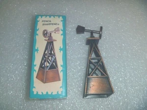 Antique Bronze Finished Die Cast Miniature Pencil Sharpener- Windmill With Box - Picture 1 of 9