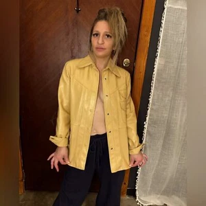 British Crown Colony Hong Kong Vintage 1960’s Banana Yellow Pleather Coat Size S - Picture 1 of 6