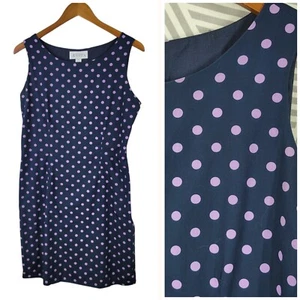 Annex Sheath Dress Size 10 Career Polkadot Navy Blue Purple Knee Length - Picture 1 of 7