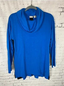 Maglione atletico Chico's Zenergy taglia 0 donna blu nero collo a guscio (BAJ) - Foto 1 di 9