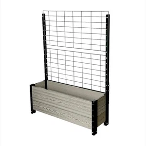 36"x12" Grey Composite Elevated Garden Bed w/ Trellis Climbing Plant Large Box - Picture 1 of 4
