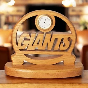 NFL New York Giants Football Laser Cut Wood Quartz Mantel Desk Clock New Battery - Picture 1 of 6