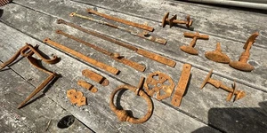 Lot de Targette Loquet Verrou Clenche Poignée Porte Ancienne XVIIIeme Fer Forgé - Imagen 1 de 7