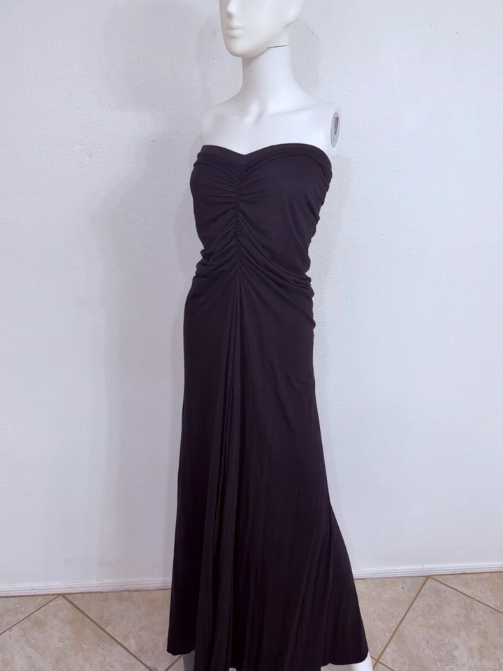 Maxi Vestido Largo Rick Owens Lilies Vintage Elástico Algodón Acanalado Sin Tirantes IT44 Foto 1 de 4