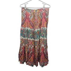 NWOT Soft Surroundings Kara Skirt In Border Scarf PM 6 Petite Boho Bohemian Maxi - Picture 1 of 5