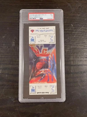 1996 NBA Playoffs Full Ticket Knicks Bulls Game 4 Michael Jordan 27 pts PSA 5 - Image 1 of 2