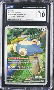 Snorlax Pokemon 2023 Black Star Promos 051 Elite Trainer Box CGC 10 GEM MINT - Bild 1 von 2