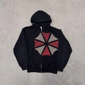 Resident Evil Hoodie Promo Umbrella Corps Vintage Zip Up Capcom Y2K Medium RARE - Picture 1 of 7