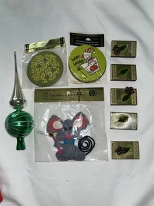 Vintage Weihnachten Lot Endstück, Vintage Filz Anhänger, 2 Typ Untersetzer & Streichholzschachteln - Bild 1 von 8