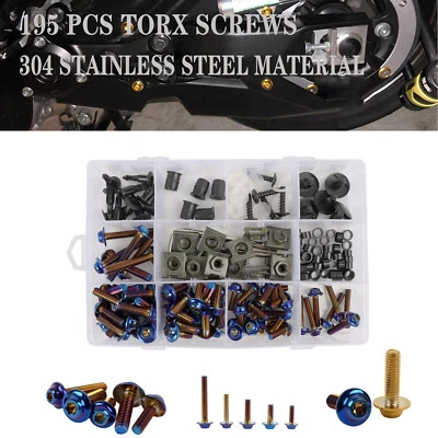 Blue Stainless Steel Fairing Bolt Kit Bodywork Screws Nut Set Accessories Parts - Image 1 of 4