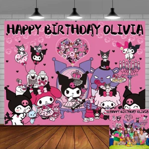 Personalised Custom Banner Backdrop Party Supplies for Kuromi Themed Party - Picture 1 of 5
