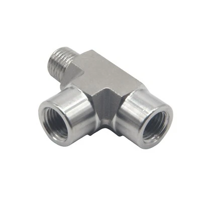 1/4" NPT Female x 1/4" NPT Female x 1/4" NPT Male Branch Tee Fitting 3 Way SS304 - Image 1 of 4